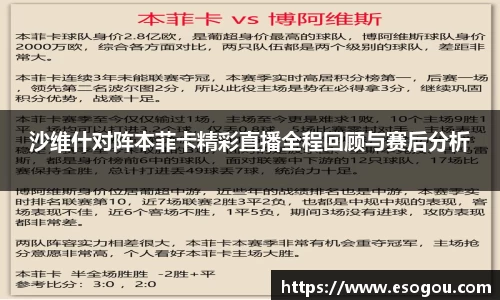 沙维什对阵本菲卡精彩直播全程回顾与赛后分析